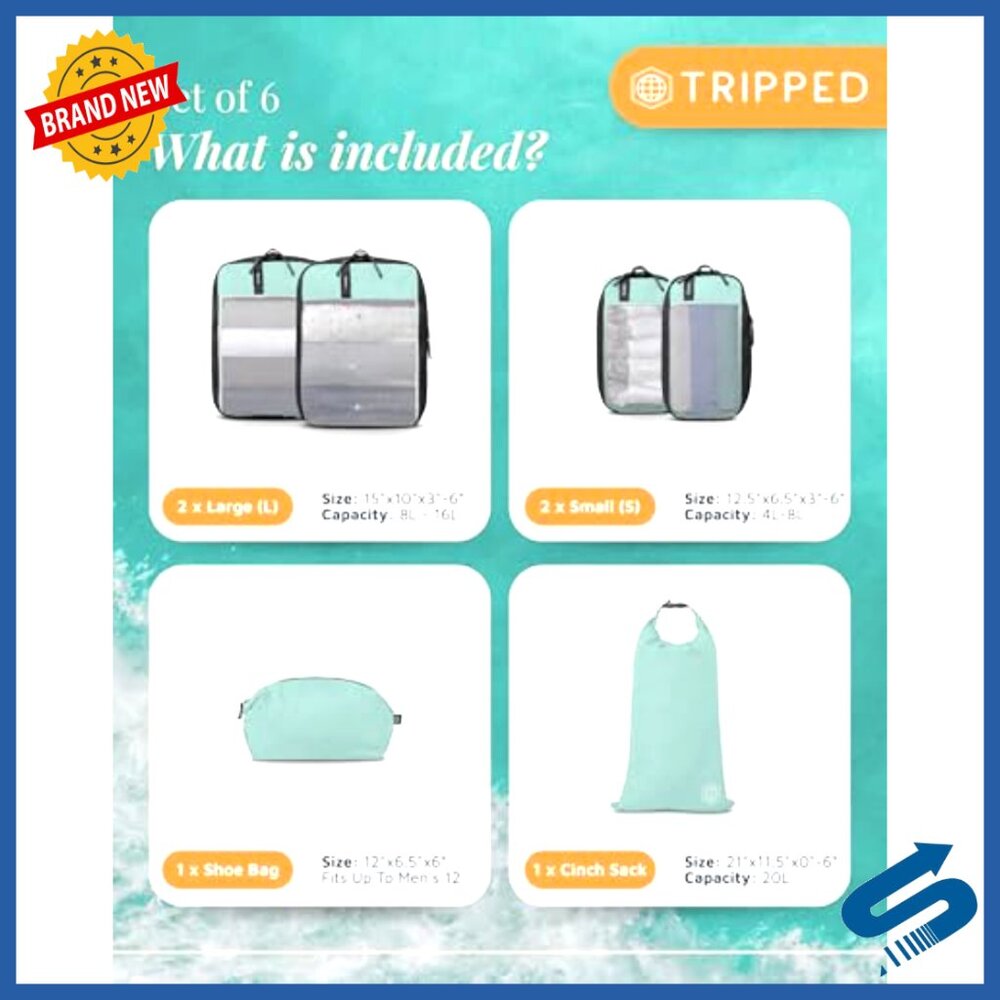 6-Piece Compression Packing Cube Set with Laundry… - image 3